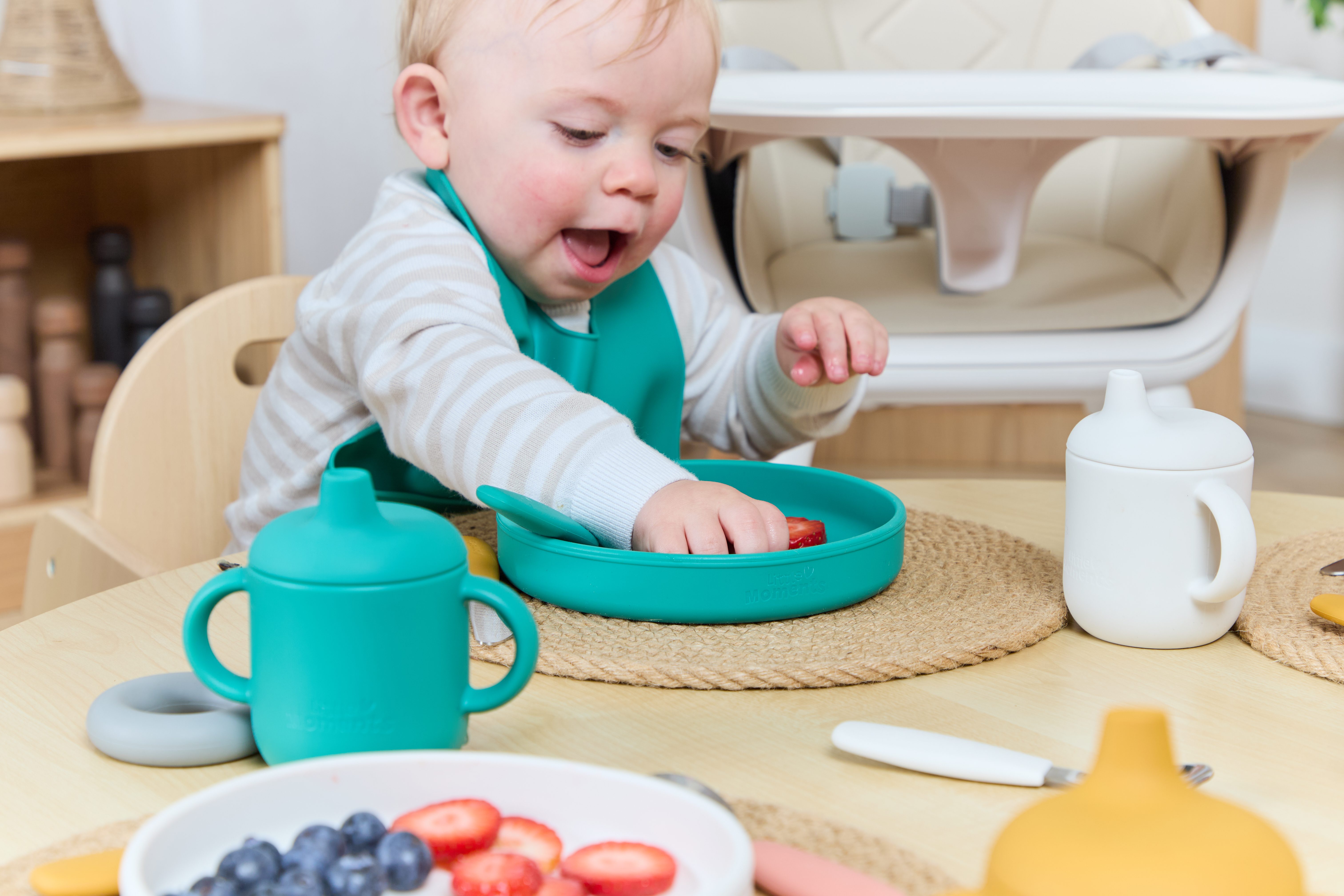 Baby using plate