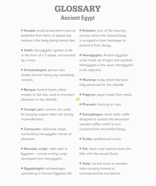 egypt glossary