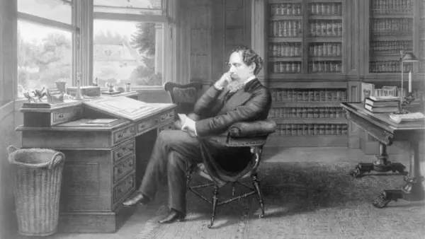 Pencil drawing of Charles Dickens